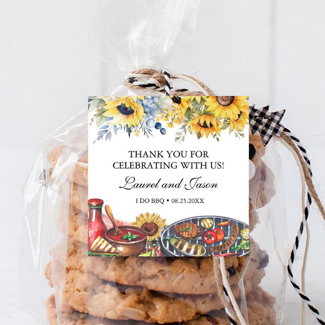 Sticker Carré Je fais du BBQ Fête de fiançailles rustique de tou (Créateur téléchargé)