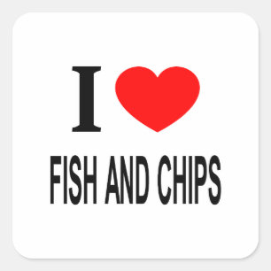 Sticker Carré Je ❤️ FISH AND CHIPS J'AIME FISH AND CHIPS J'AIME