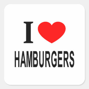 Sticker Carré Je ❤️ HAMBURGERS J'AIME HAMBURGERS J'AIME HAMBURGE