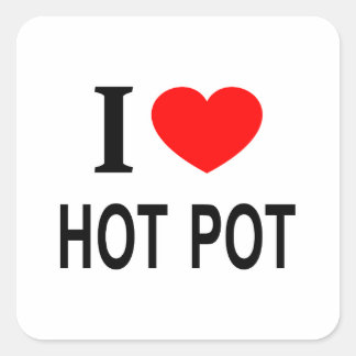 Sticker Carré Je ❤️ HOT POT J'AIME HOT POT J'AIME HOT POT