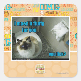 Sticker Carré Je l'ai fait peluche fourrure vous