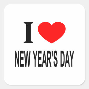 Sticker Carré Je ❤️ LE JOUR DE L'AN J'AIME LE JOUR DE L'AN J'AIM