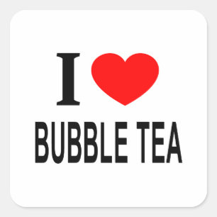 Sticker Carré Je ❤️ le thé à bulles J'AIME LE THÉ À BULLES J'AIM