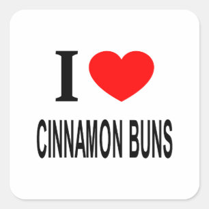 STICKER CARRÉ JE ❤️ LES BUNS DE CINNAMON J'AIME LES BUNS DE CINN