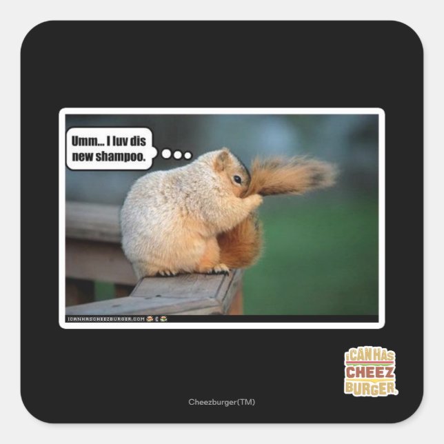 Sticker Carré Je luv dis nouveau shampooing (Devant)