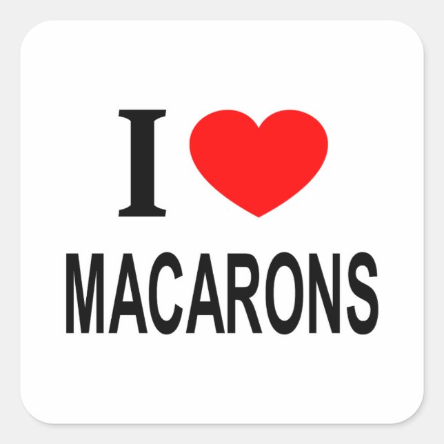 STICKER CARRÉ JE ❤️ MACARONS J'AIME LES MACARONS JE COEUR LES MA (Devant)