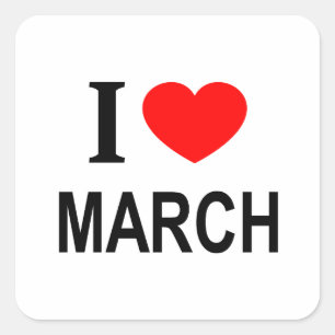 Sticker Carré Je ❤️ MARS J'AIME MARS JE SUIS FAN DE MARS