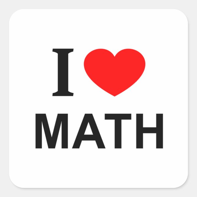 STICKER CARRÉ JE ❤️ MATHS J'AIME MATHS MATHS I HEART MATH (Devant)