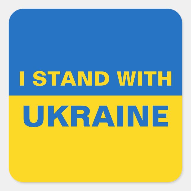 Sticker Carré Je me tiens avec l'Ukraine Pavillon ukrainien Clas (Devant)