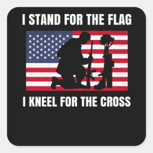 Sticker Carré Je Me Trouve Pour Le Drapeau Kneel Pour La Croix