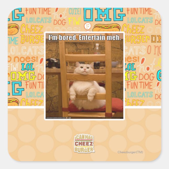 Sticker Carré Je m'ennuie. (Devant)