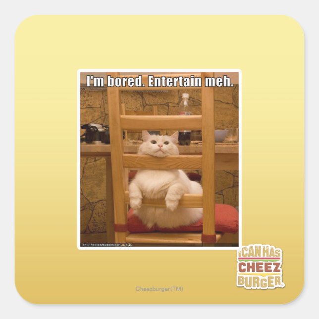 Sticker Carré Je m'ennuie. (Devant)