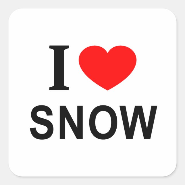 STICKER CARRÉ JE ❤️ NEIGE J'AIME LA NEIGE JE COEUR LA NEIGE (Devant)