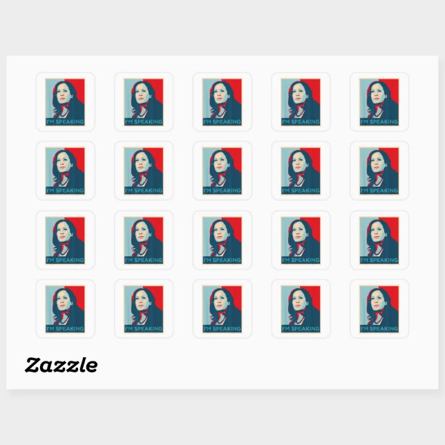 Sticker Carré Je parle Kamala Harris (Feuille)