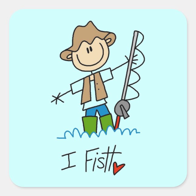 Sticker Carré Je pêche (Devant)