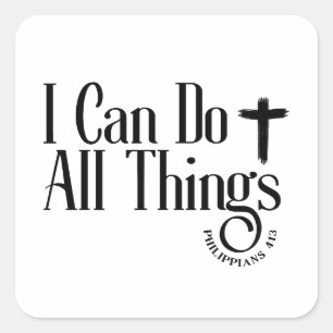 Sticker Carré Je peux faire toutes choses Philippiens 4:13