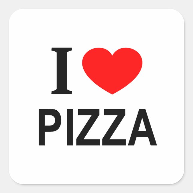 STICKER CARRÉ JE ❤️ PIZZA J'AIME PIZZA I HEART PIZZA (Devant)
