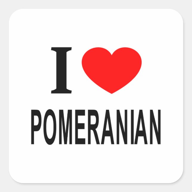 STICKER CARRÉ JE ❤️ POMERANIEN J'AIME POMERANIEN J'AIME POMERANI (Devant)