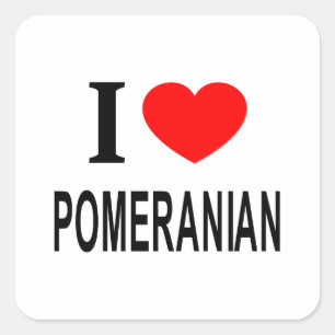 STICKER CARRÉ JE ❤️ POMERANIEN J'AIME POMERANIEN J'AIME POMERANI