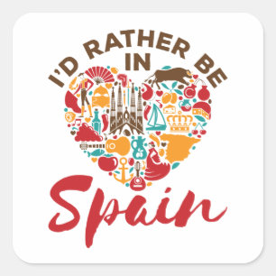 Sticker Carré Je préférerais être en Espagne