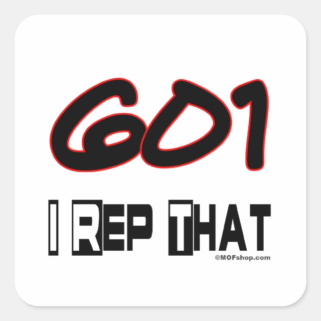 Sticker Carré Je Représente Le Code Régional 601 (Devant)