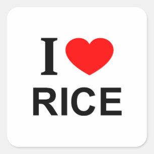 STICKER CARRÉ JE ❤️ RIZ J'AIME RICE JE COEUR RICE
