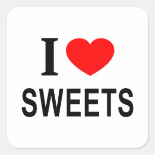 Sticker Carré Je ❤️ SUCRERIES J'AIME SUCRERIES JE SUIS FAN DE SU