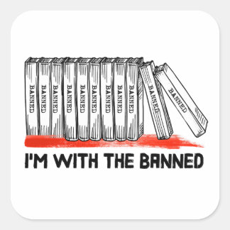 Sticker Carré Je suis avec les livres interdits