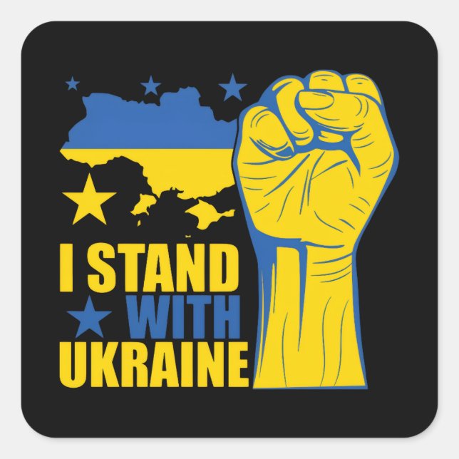 Sticker Carré Je suis avec l'Ukraine. Soutenez l'Ukraine. (Devant)