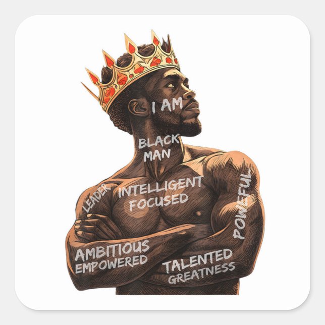 Sticker Carré Je suis Black Man (Devant)