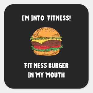 Sticker Carré Je suis dans le burger de conditionnement physique