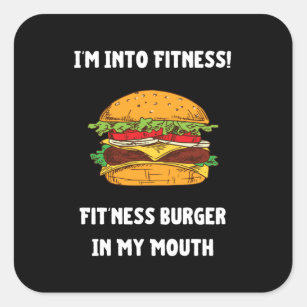 Sticker Carré Je suis dans le burger de conditionnement physique