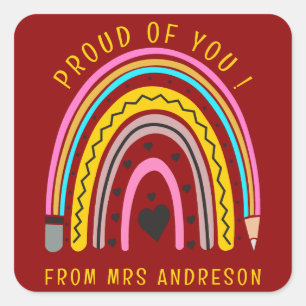Sticker Carré Je suis fier de vous Encouragement pédagogique col