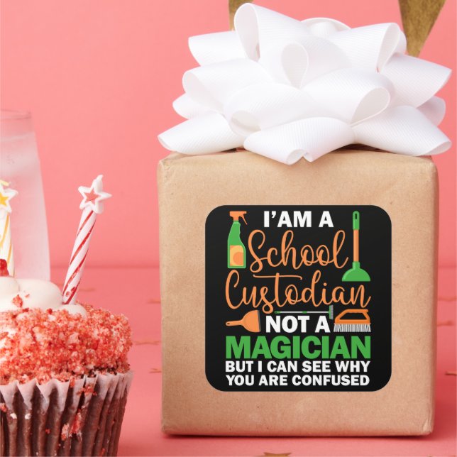 Sticker Carré Je suis gardien d'école et non gardien de magie (Fête)