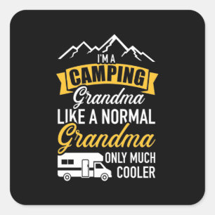 Sticker Carré Je Suis Grand-Mère De Camping