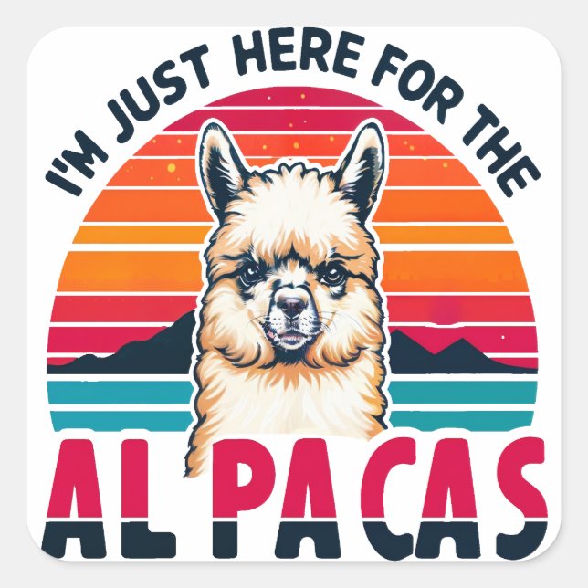 Sticker Carré Je suis juste ici pour les amoureux de l'Alpacas d (Devant)