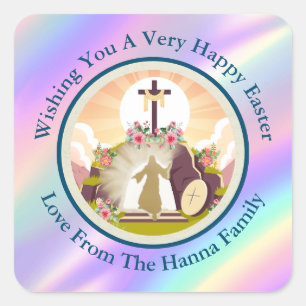 Sticker Carré Je suis la résurrection et la carte postale de vie