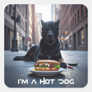 STICKER CARRÉ JE SUIS UN CHIEN CHAUD - CHILI DOG -