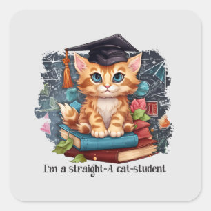 Sticker Carré Je suis un étudiant en chats droit