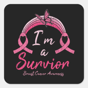 Sticker Carré Je Suis un Guerrier Survivant Sensibilisation au C