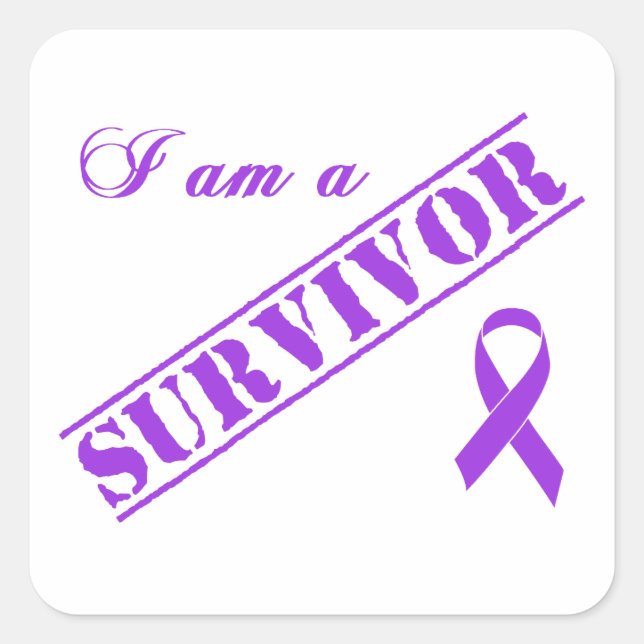 Sticker Carré Je suis un survivant - Crohns & Colitis Purple Rib (Devant)