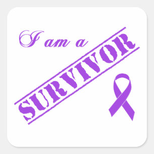 Sticker Carré Je suis un survivant - Crohns et ruban de pourpre
