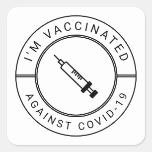 Sticker Carré Je suis vacciné contre le bouton professionnel Cov