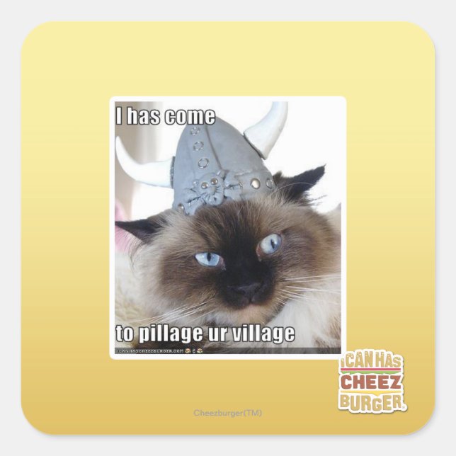 Sticker Carré Je suis venu piller notre village (Devant)