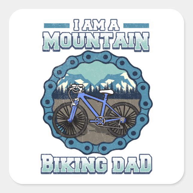 Sticker Carré Je Suis VTT Papa Cyclistes (Devant)