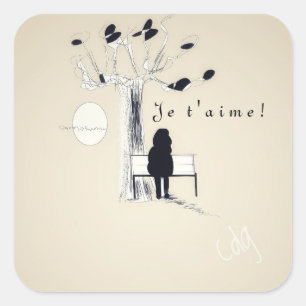 Sticker Carré Je t'aime