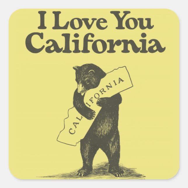Sticker Carré Je T'Aime Californie (Devant)