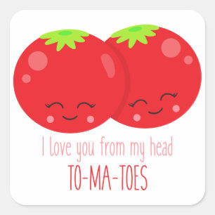 Sticker Carré Je T'Aime De Ma Tête Tomates