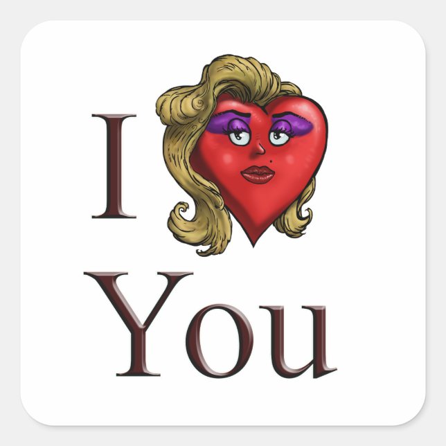 Sticker Carré Je T'Aime Elle Coeur (Devant)