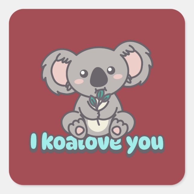 Sticker Carré Je t'aime Koala (Devant)